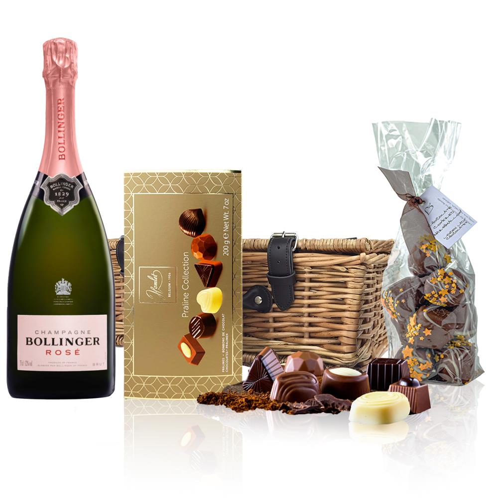 Bollinger Rose Champagne 75cl And Chocolates Hamper